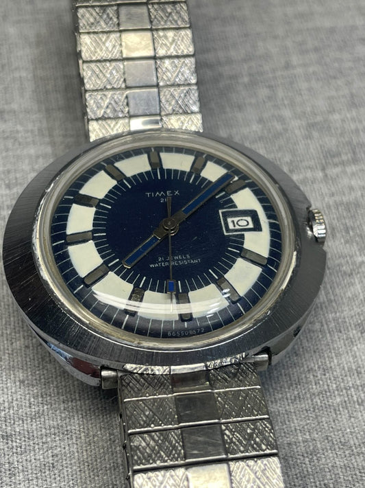 1972 Timex 21 Jewels UFO Manual Wind – Vintage Space-Age Style – Running!