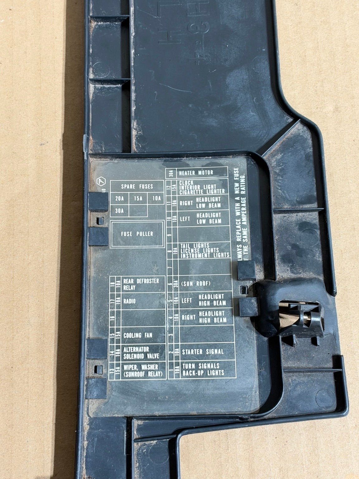 1988-1991 Honda Civic EF Si OEM Interior Fuse Box Cover Black